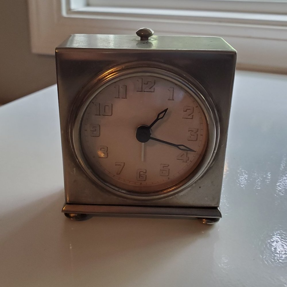 Pottery Barn Silver Clock - Home Decor